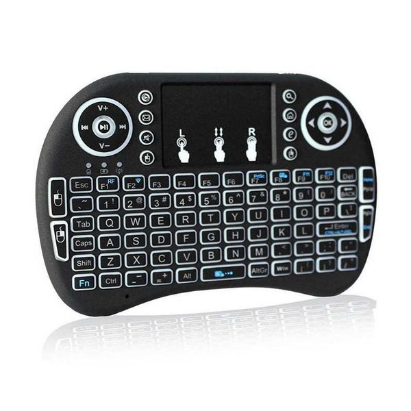 TUFF-LUV Mini Mobile 2.4GHz 7 Colour Backlight Wireless Keyboard with Touchpad - Black