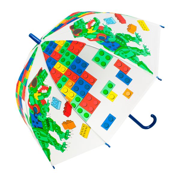 SQUIGGLE Boys Dino Blocks Kids Umbrella - Fun, Colorful &amp; Rain Protection