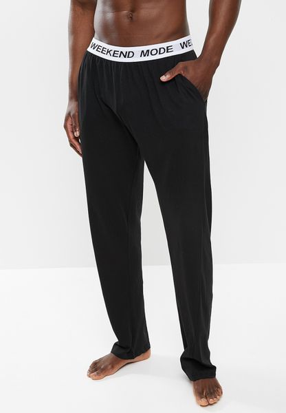 Men's Brave Soul Kaiden Elasticated Waistband Lounge Pants - Black