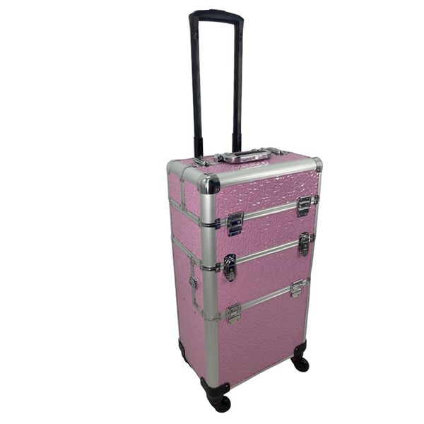 2 in 1 Professional Aluminum Rolling Makeup Trolley Case