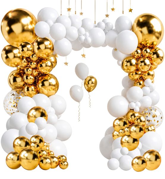 Gold And White Balloon Garland Kit 100 Piece image