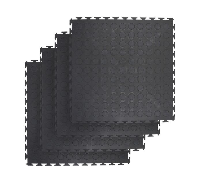 PVC Interlocking Rubber Floor Tile Gym Mats (4Pack) Black Shop