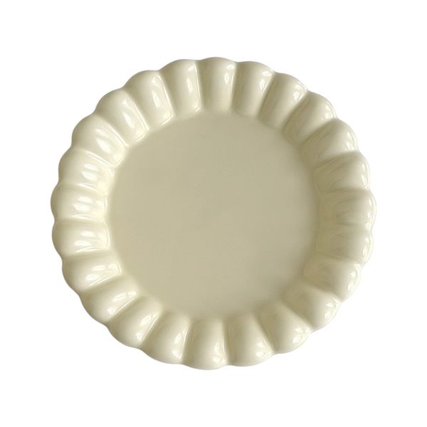 Modern Deep Scalloped Edge Ceramic Plate - Cream