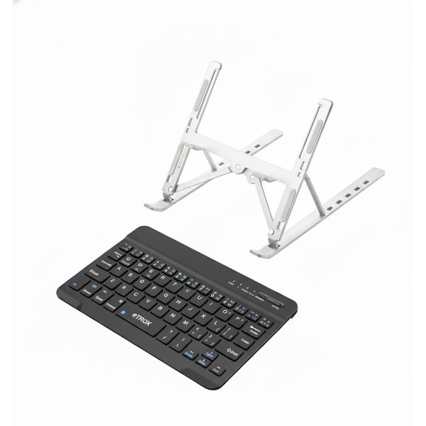 Mini Wireless Bluetooth Keyboard &amp; Aluminum Stand Combo for Phone/Tablet