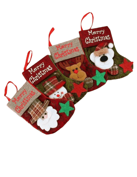 4pcs Elk &amp; Snowman Decor Christmas Stocking Hanging Decoration