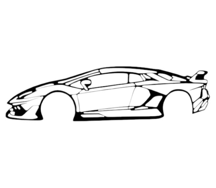 Supercar Metal Home Decor Wall Art - Black