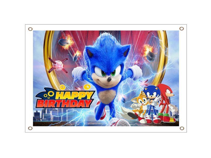 Sonic Birthday Banner - PVC Banner 1.3mx900mm
