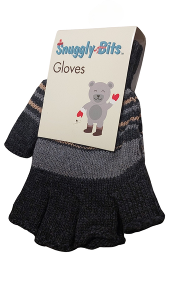 Stripy Gloves for Boys with open Fingers