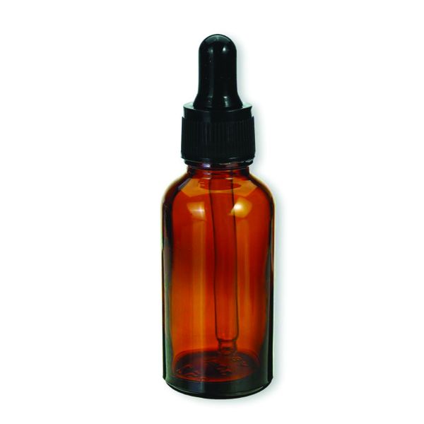 20 x 30ml Amber Glass Dropper Bottle with Black Pipette