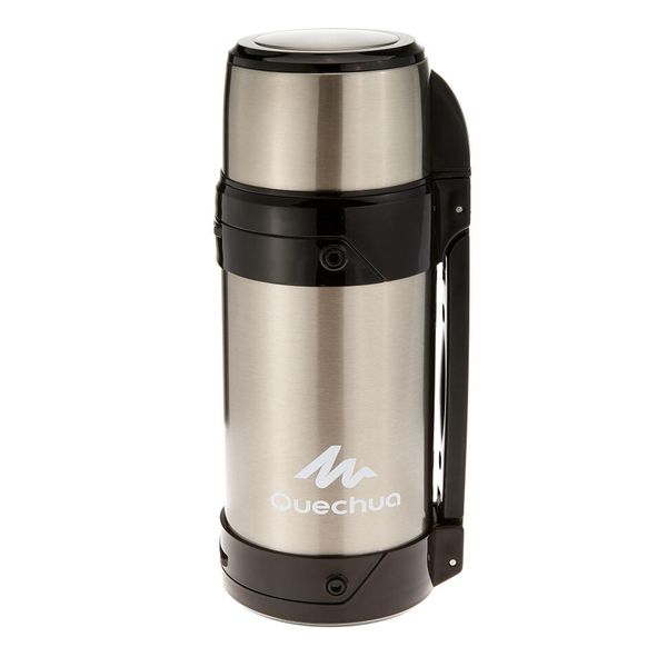 Quechua Insulated Stainless Steel Flask - Silver / Black (1.5L)