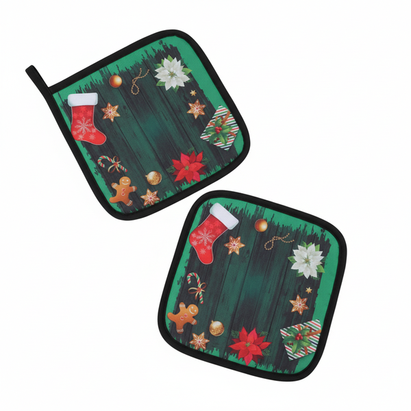 Christmas Heat-Resistant Kitchen Mats - Green - 2 Piece