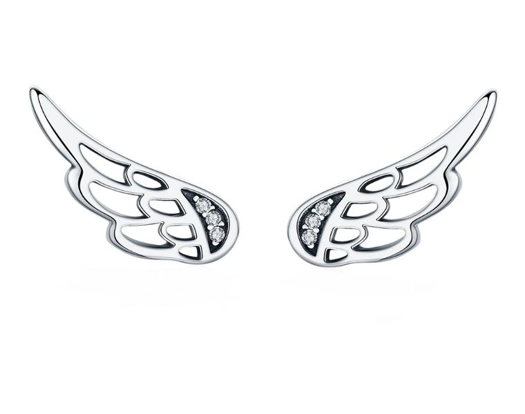 925 Sterling Silver Angel Wing Earrings