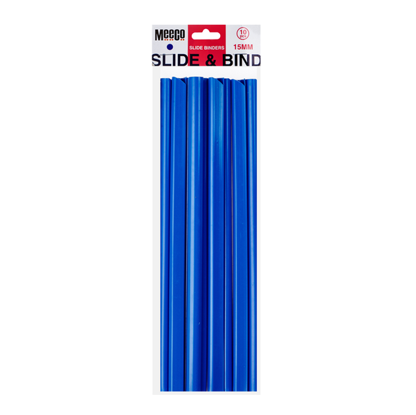 Meeco Slide Binders, 15mm, Blue, 10pcs/Pack 2 Packs - 20 Binders