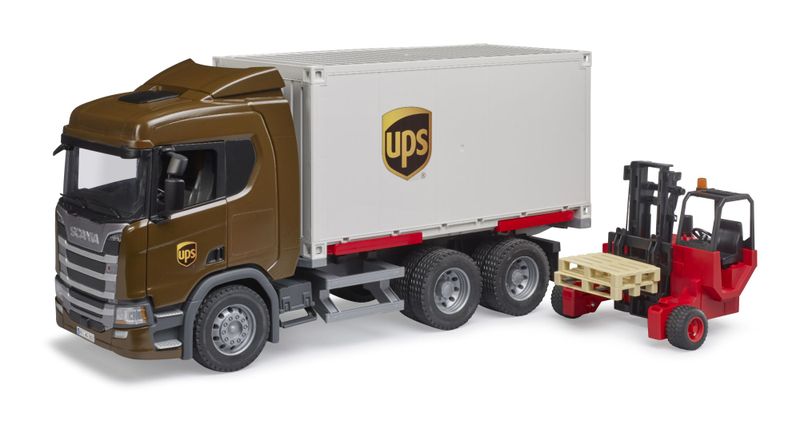 Bruder Scania Super 560R UPS Logistic truck with forklift (54cm Long)