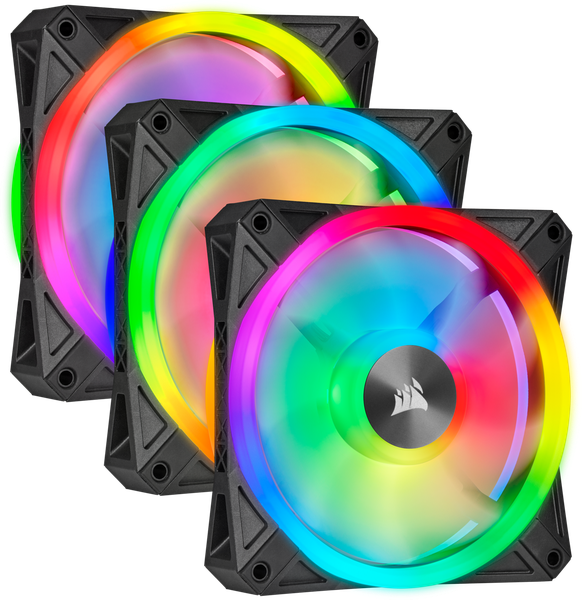 CORSAIR iCUE QL120 RGB 120mm PWM Triple Fan with Lighting Node CORE
