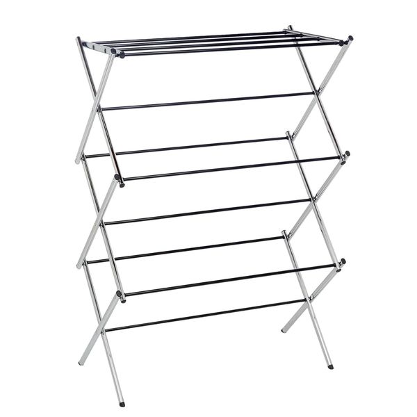 Foldable Laundry Rack for Air Drying Clothing Chrome Expandable Iron Rack