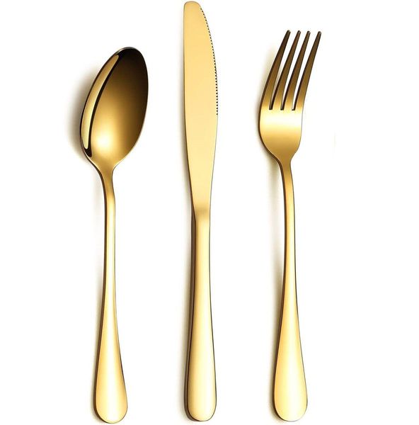 Gold Cutlery Set Of 72 Pieces - 24 Knives,24 Forks,24 Spoons - For Decor