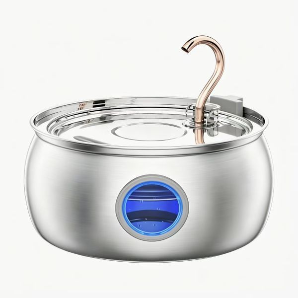 4L Larger Stainless Steel Ultra Quiet Pet Fountain with Water Window
