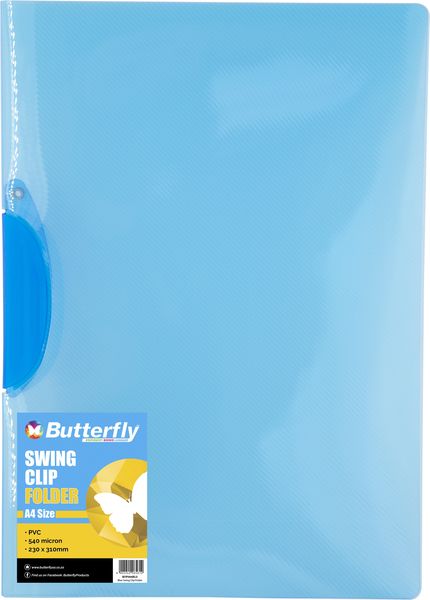 Butterfly A4 Swing Clip Folders - 540 Micron - Blue - Pack Of 5