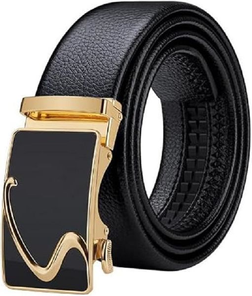 Men's Leather Belt Mirror Belt Design Sliding Buckle Casual Leather Belt