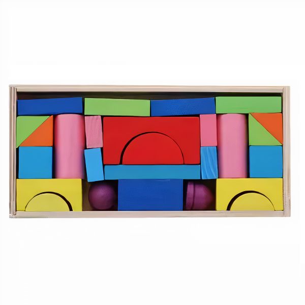 Wooden Building Blocks Education Toy with Tray (26 pieces) 18cm x 8cm