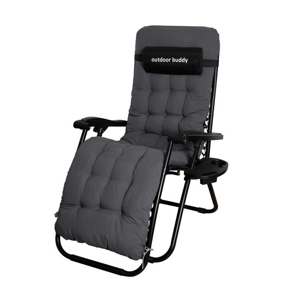 Outdoor Buddy - Breeze-Ease Lounger (Grey) with Cushion - 120kg Capacity