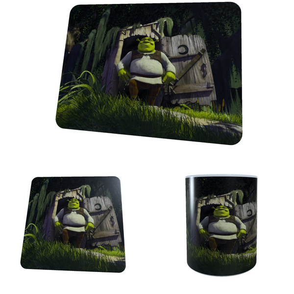 Shrek - Aesthetic - Coffee Mug, Coaster and Mouse Pad Combo