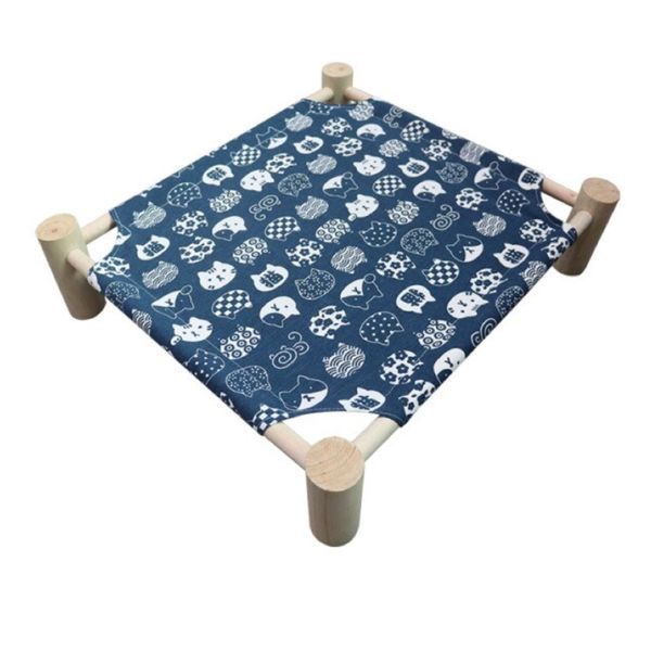Pet Bed Elevated Cat/Dog Bed House Hammocks Wood Canvas Lounge Bed