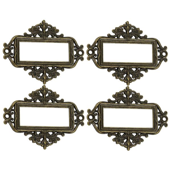 Vintage Antique Drawer Label Frame Card Holder - Pack of 4