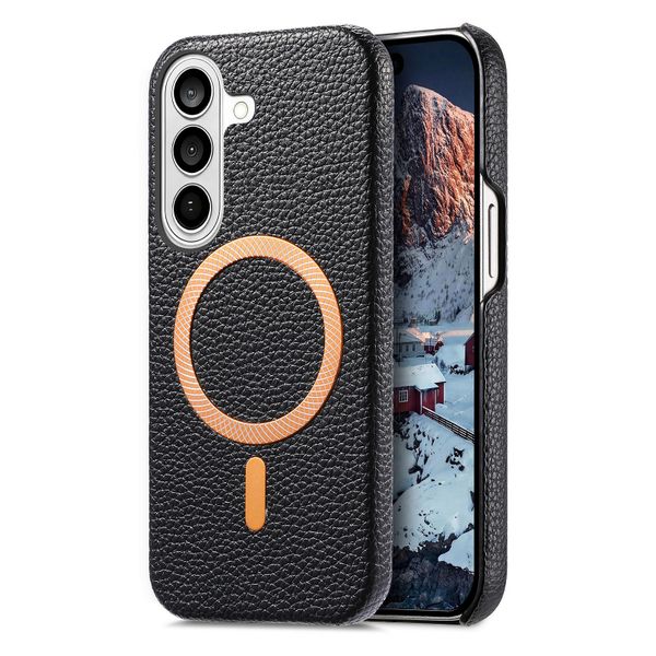Lychee-Textured Brushed Magnetic Phone Case Compatible with Galaxy S26 PLUS