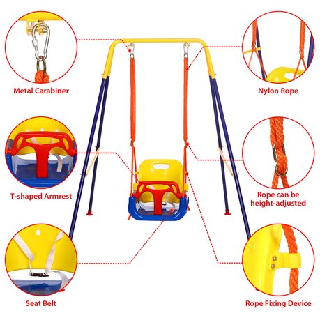 3-in-1 Toddlers & Kids Heavy-Duty Indoor & Outdoor Foldable Swing
