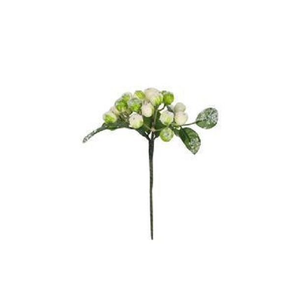 Gisela Graham Snowy White/Green Berry/Leaf Decoration