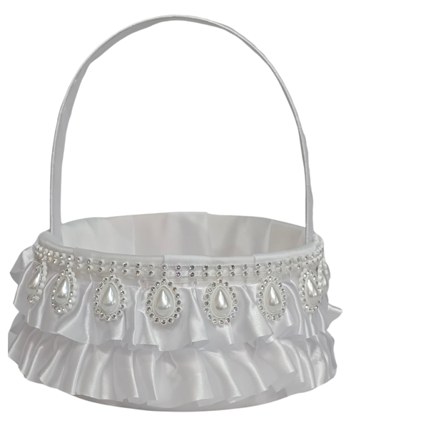 Wedding Flower Girls Basket ,Pearl Drops