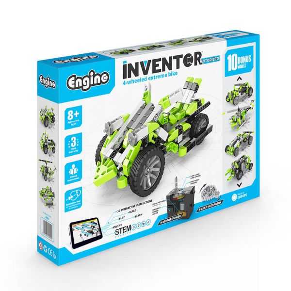 Engino INVENTOR MOTORIZED "4-wheeled Extreme Bike" with 10 Bonus Models