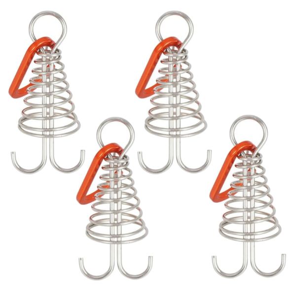 Camping Heavy Duty Deck Hook Rope Buckle Tent Peg Set of 4 - Square