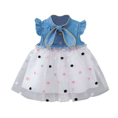 Starry Sky Denim Princess Dress for Girls