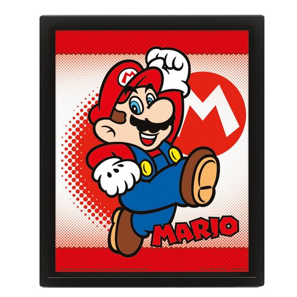 Super Mario (Mario Yoshi Flip) Framed 3D Lenticular Poster (25cm x 20cm)