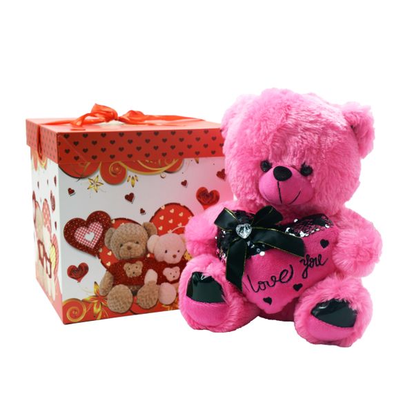 30cm Pink Teddy Bear &amp; Valentine's Day Surprise Gift Box Set