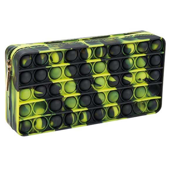 Colour Me - Pencil Bag - Silicone Black &amp; Lime Pop It (19cm)