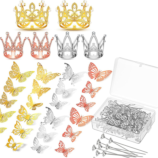166 Pcs Crown Decor for Flower Bouquet Multicolor