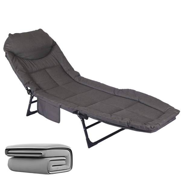 Foldable Camping Bed Camping Stretcher with Blanket Folding Recliner Cot
