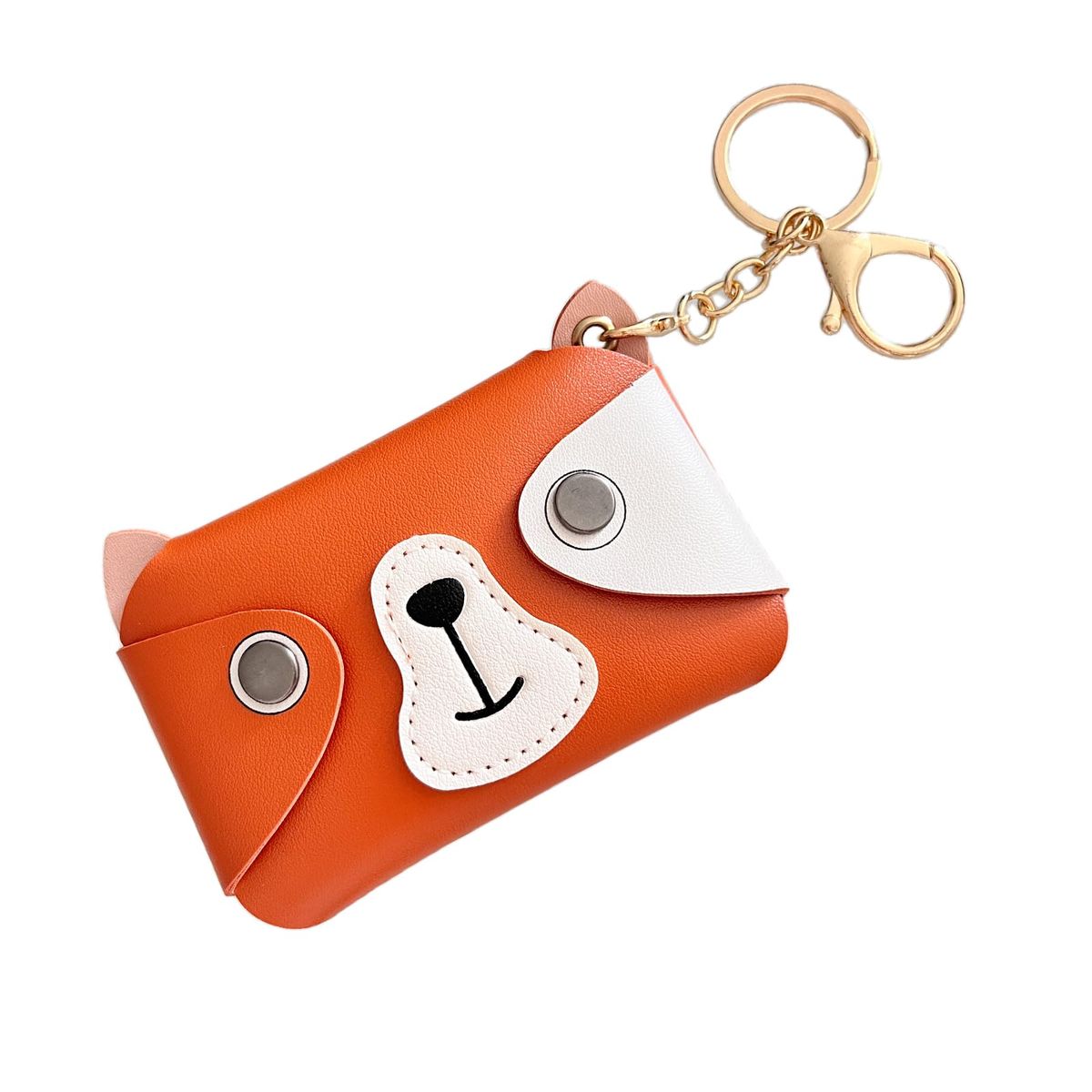 Cute Dog Design Coin Purse with Keychain, Faux Leather, Mini Card Holder