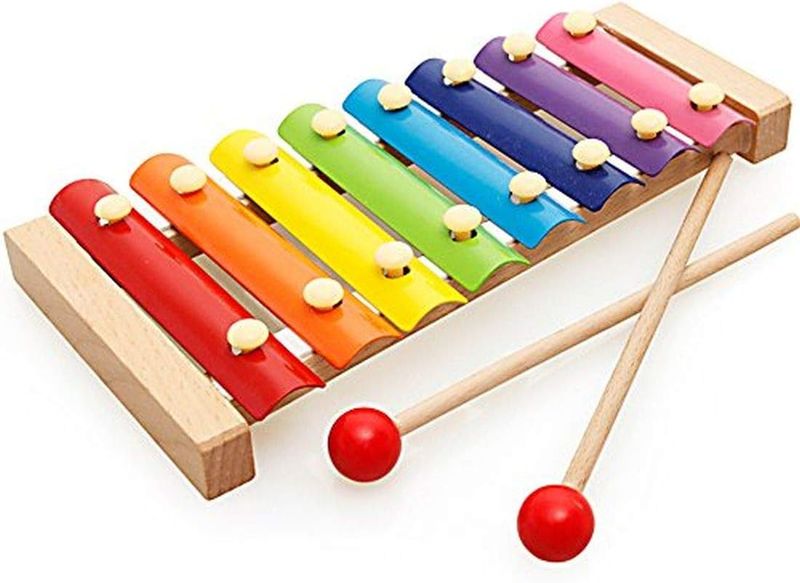 Xylophone Children's Music Initiation Toy Wooden 8 Colors &amp; Tones