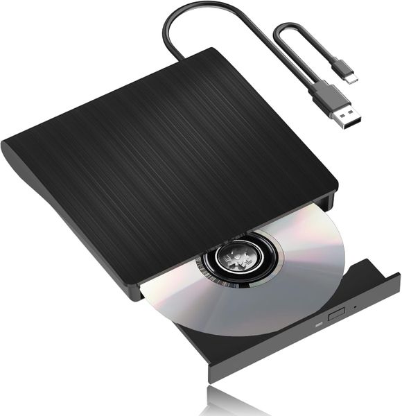 Portable 3.0 External Optical Drive CD/DVD Read &amp; Write - Black