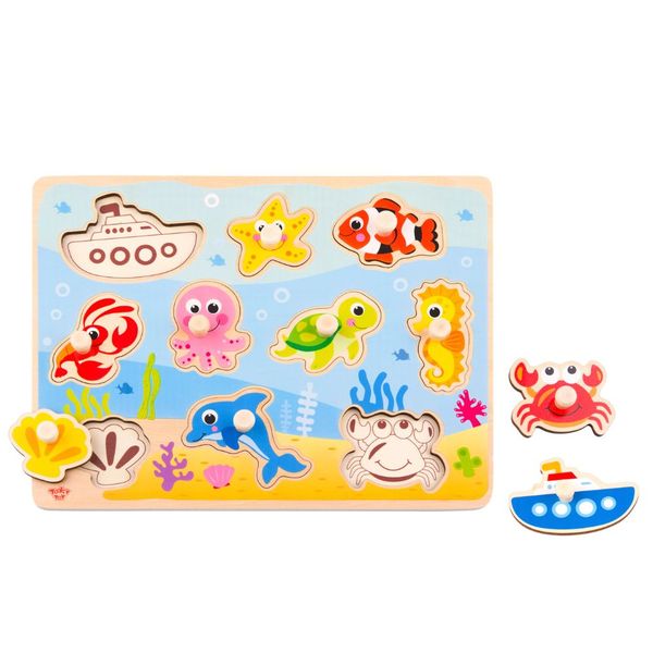 TookyToy - Wooden Ocean Peg Puzzle - 7 Pieces