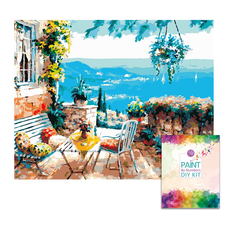 Easy Craft Paint by Number DIY Kit, 50x40cm Valley View from Terrace