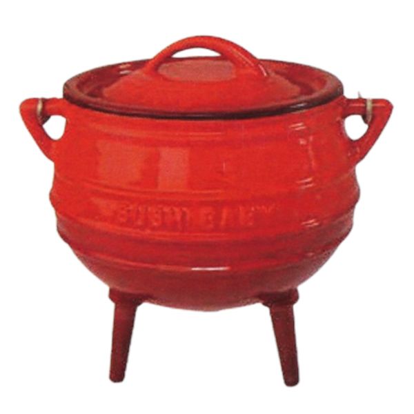 Bushbaby Small Red 3 Legged Potjie Size 1/4 Enamel Coating 10.5cm with Lid