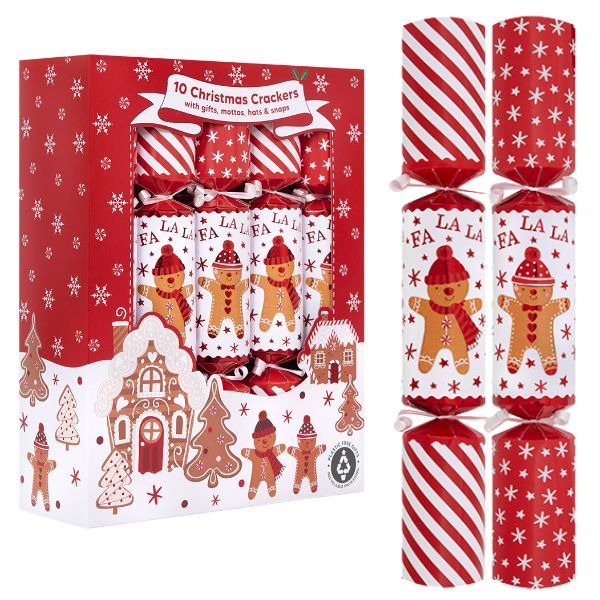 Christmas Crackers 10-Pack Gingerbread EcoFriendly Festive Table Decoration