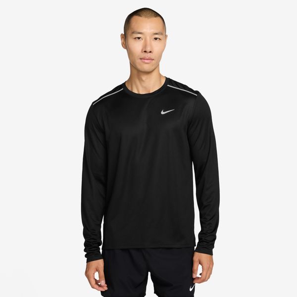 Nike Men's Miler Dri-FIT UV Long-Sleeve Running T-Shirt - White/Silver
