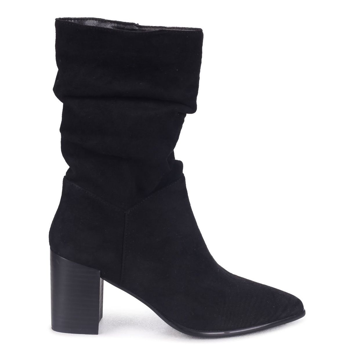Linzi Wisteria - Ladies Black Suede Western Style Ruched Boot With ...